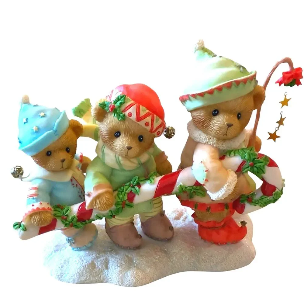 Cherished Teddies Adam Karen Katelyn Bringing A Sweet Season Candy Cane LOW REG